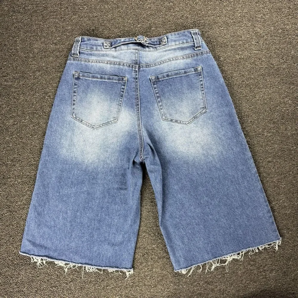 Love Cult Baggy High Rise Jorts Size 7 Y2K Wide Leg Denim Shorts Skater Punk